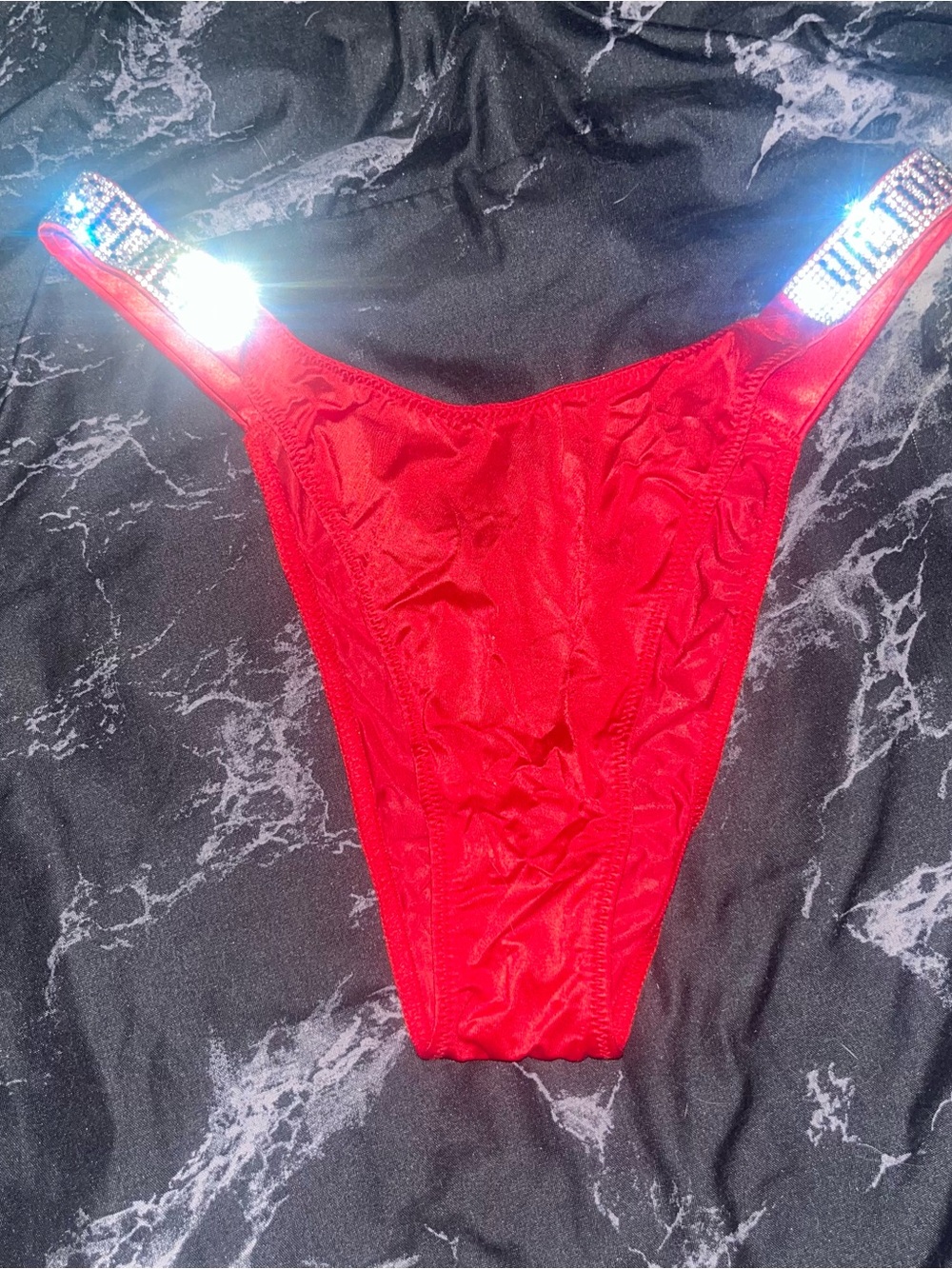Victoria's Secret Red Rhinestone-Embellished Bikini Bottom NWOT